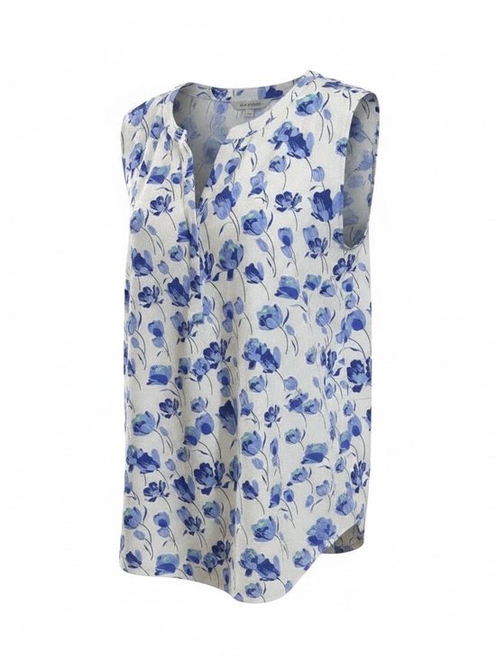 Talbots Tops - Talbots White and Blue Floral Sleeveless Split-Neck Camisole